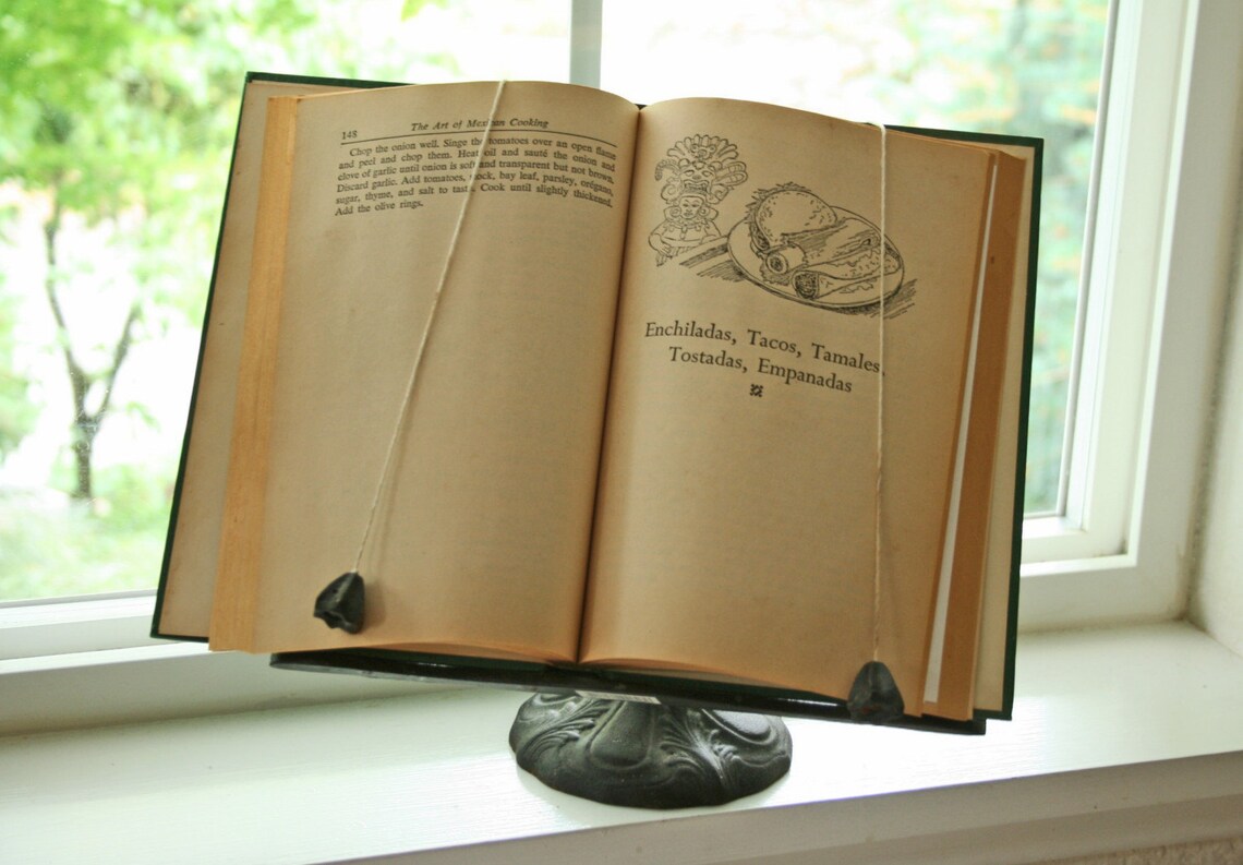 RESERVED heavy cast iron book stand with page marker Etsy