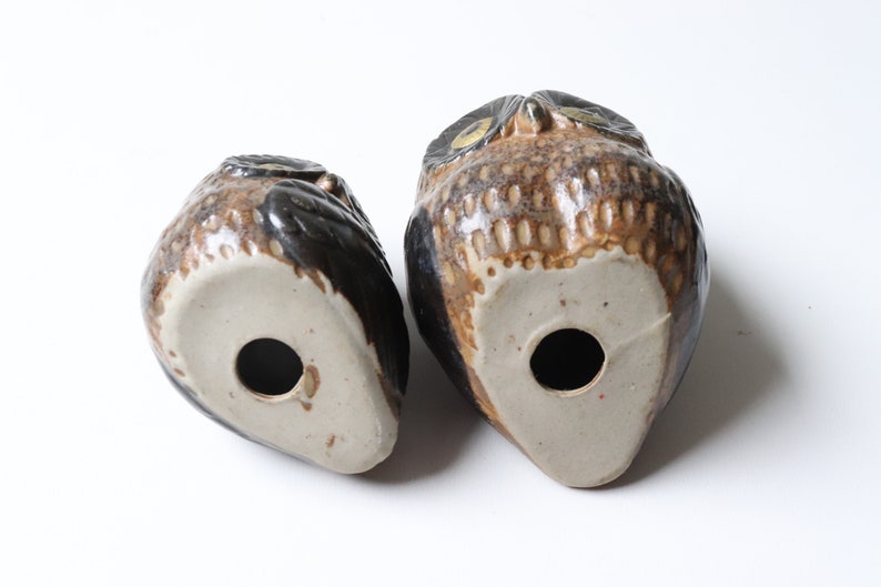 2 Pc Petite Ceramic Owl Vintage Japan Owl Figures Home Accent image 3