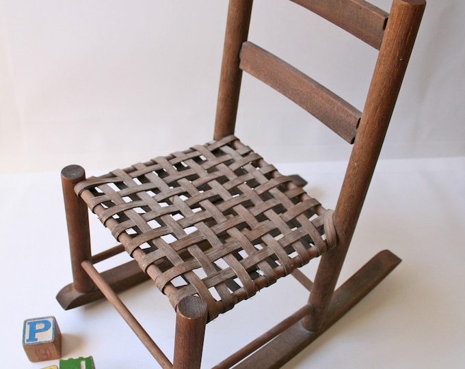 Vintage Miniature Wooden Rocking Chair Etsy