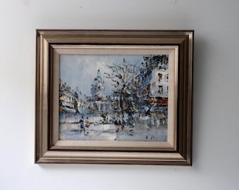 Oil on Canvas Original Painting Street Scene Paris France Montmartre Post Impressionist -[B8]