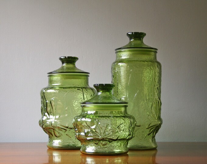 Set of 3 Emerald Green Canisters Etsy