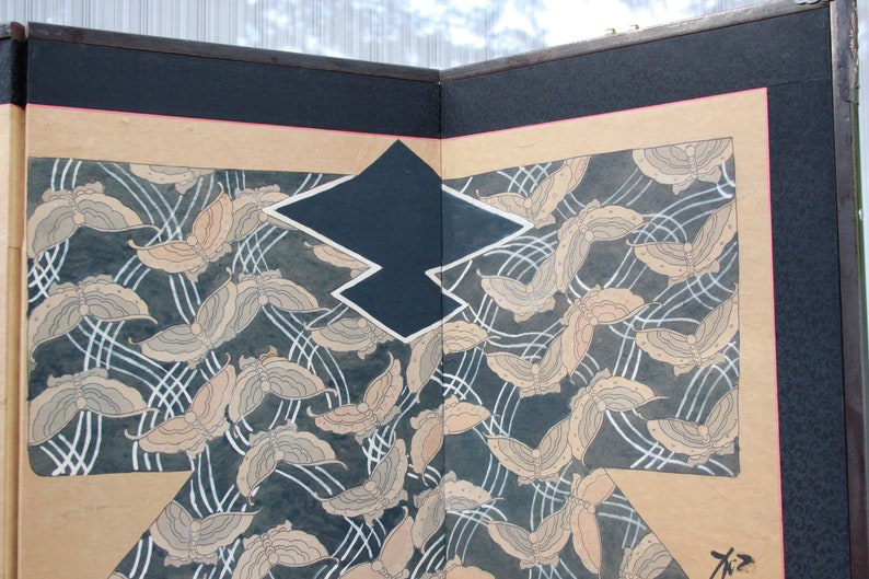 Korean 4 Panel Silk Screen Haori Byobu Folding Screen Divider | Etsy