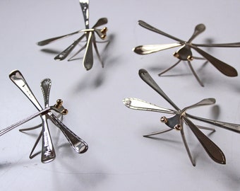 1 Butterfly Metal Art Sculpture from Spoon; Insect Sculpture from Stainless Cutlery; Art Object Home Decor Gift --[B5]