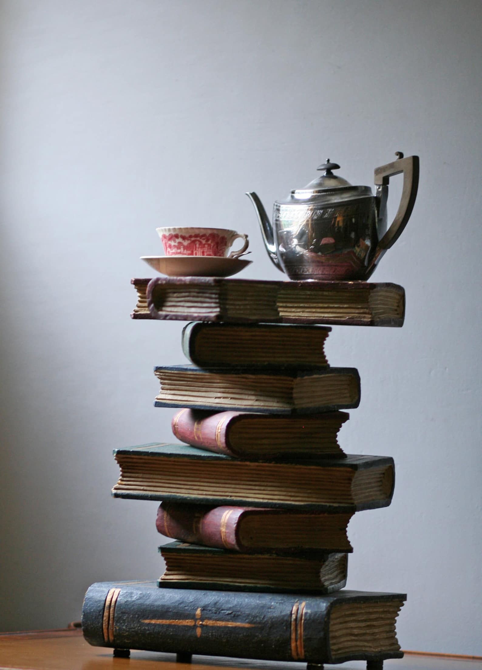 Stacked books side table / home decor Etsy