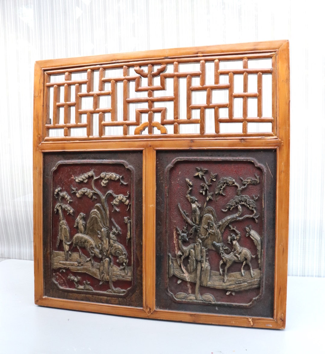 Antique Chinese Gilt Lacquered Window Panel - Etsy