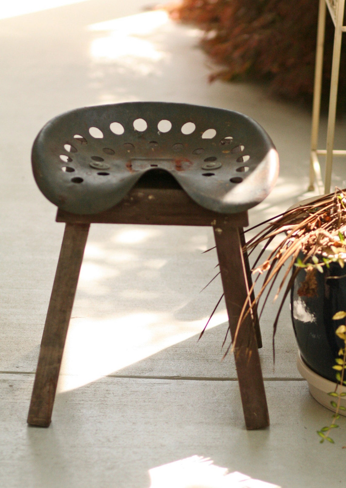 Vintage cast iron tractor seat garden stool Etsy