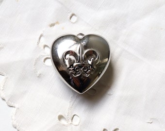 Silver Heart Compact Solid Perfume Box; Fancy Perfume Charm Necklace