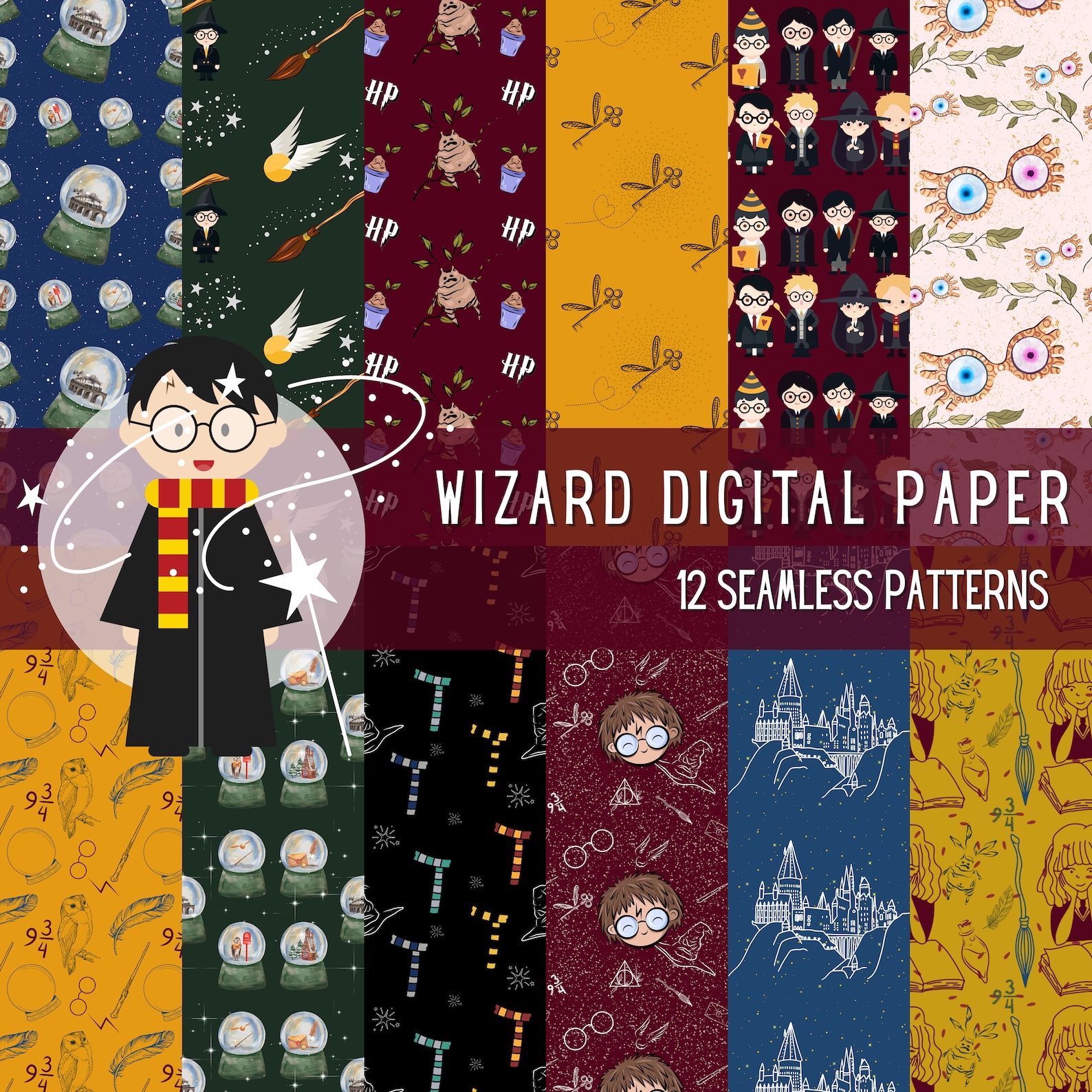 Wizard HP Digital Paper Wizard Pattern Digital Paper Magic Background ...