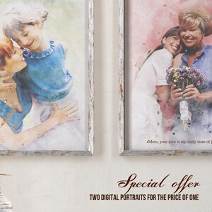 madre figlia in amorevole ricordo svg regalo festa della mamma ritratto acquerello servizi photoshop ritratto da foto