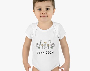 Infant Baby Rib Bodysuit Born 2024 With Flowers