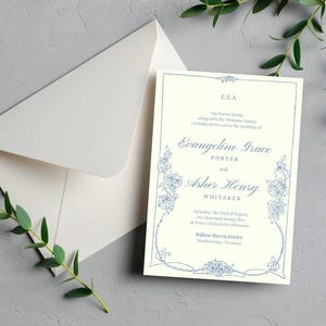 The Evangeline - Rococo Wedding Invitation Template, Printable Invitation, Romantic Floral Design, Elegant Wedding Invite