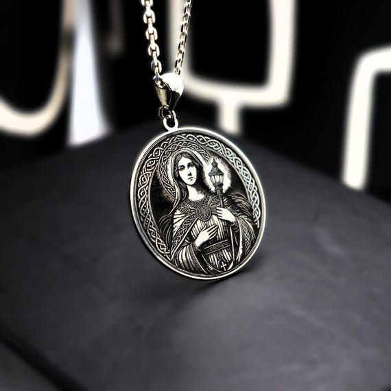 Saint Brigid Pendant: Celtic Heritage Necklace (Sterling Silver, Gift Box)