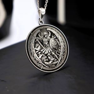Saint Michael Archangel Necklace, 925 Sterling Silver Pendant, Divine Protection Catholic Gift