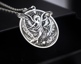 Archangel Raphael in 925 Sterling Silver, Guardian Angel Healing Necklace