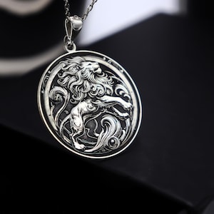 Mythological Lion 925 Sterling Silver Necklace, Elegant Animal Design, Special Keepsake For Husband Fathers Day