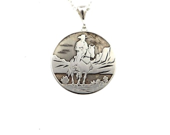 Cowboy Pendant 925 Sterling Silver: Journey West Frontier Jewelry