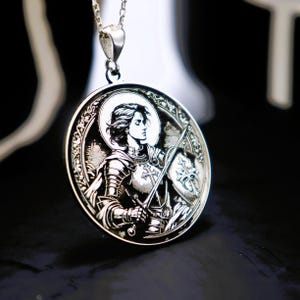 St Jeanne d'Arc Sterling Silber Anhänger Halskette: Konfirmation Geschenk