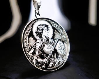 St Joan of Arc Sterling Silver Pendant Necklace: Confirmation Gift