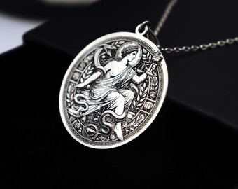Hygieia Sterling Silver Necklace, Health Goddess Pendant (Various Sizes)