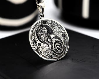 Heilige kat van 925 sterlingzilver, beschermende katachtige ketting