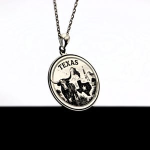 Texas 925 Silberkette, Lone Star State Schmuck für 4. Juli Pride, Country Spirit Geschenk für Sommer Adventure Days