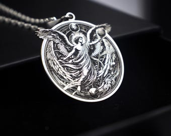 Archangel Raphael in 925 Sterling Silver, Guardian Angel Healing Necklace