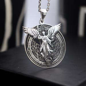Sterling Silver Archangel Metatron Necklace, Sacred Geometry 