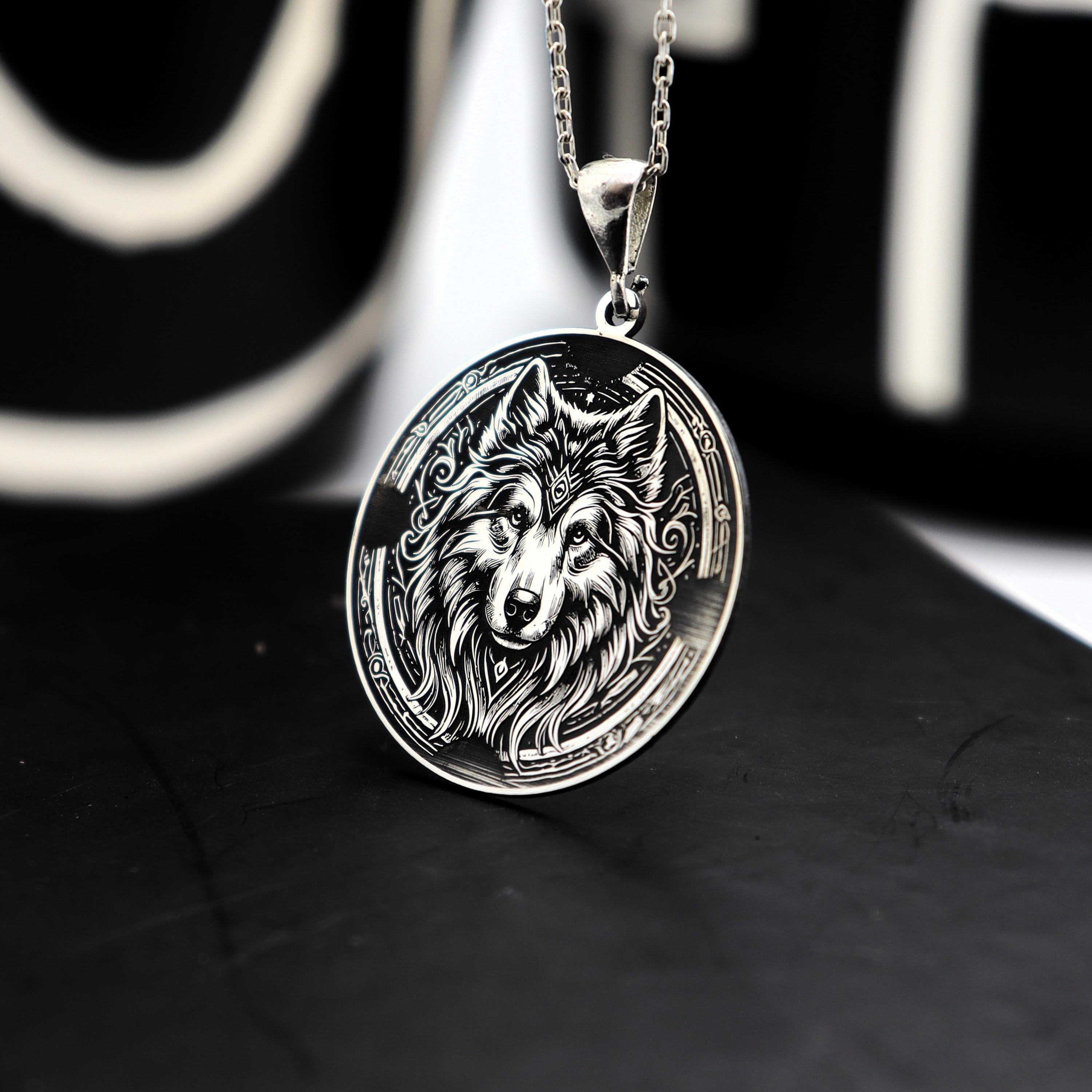 Mythological Wolf Sterling Silver Pendant Necklace: Handcrafted Talisman