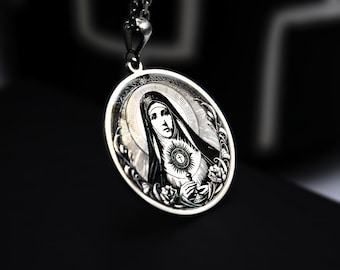 Halsband i sterlingsilver, Sankt Klara av Assisi