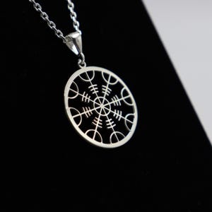 Helm of Awe Necklace: Sterling Silver Viking Protection Pendant