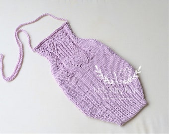 Summer Knit Sunsuit Romper, Sitter Photography Prop,  Ready to Ship  6 mths, 12 mths 18 mths