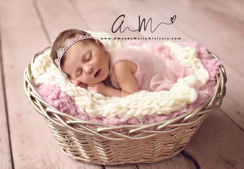 Mohair Romper with Ruffle Bottom, Newborn Photo Prop, Ready to Ship Rose and Ocean image 6