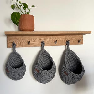 Crocheted Cotton Wall Basket: Tear Drop Fruit & Vegetable Storage