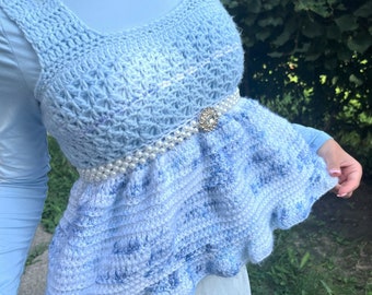 Haakpatroon, patroon gehaakte top, haakpatroon dames, patroon crop top, zomertop, kinderjurk, kanten top maten XS-XXL
