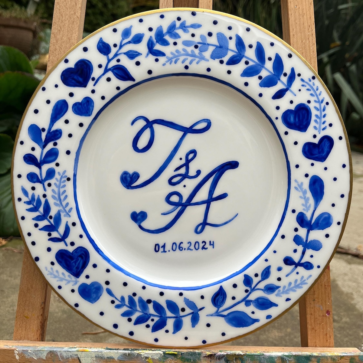 Wedding Initial Handpainted Ceramic Plate