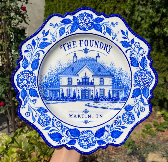 Wedding Venue Plate, Hand Drawn Porcelain Keepsake