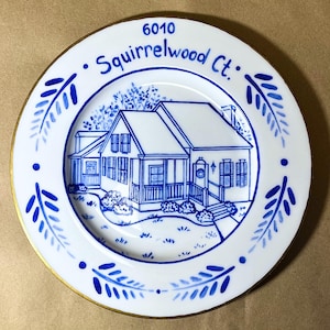 Custom Hand-painted House Portrait on Ceramic Plate Personalised Platter House Portrait from Photo Anniversary Gift for Parents Housewarming