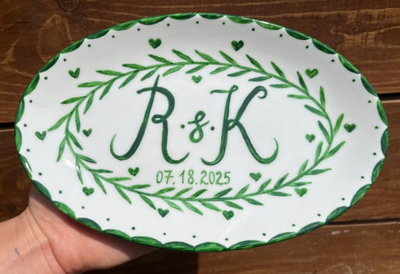 Personalized Hand-Painted Ceramic Plate, Custom Family Name Wedding Gift