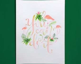 Just Can Do It | Watercolor Hand Lettering Wall Display | From Jo Studio