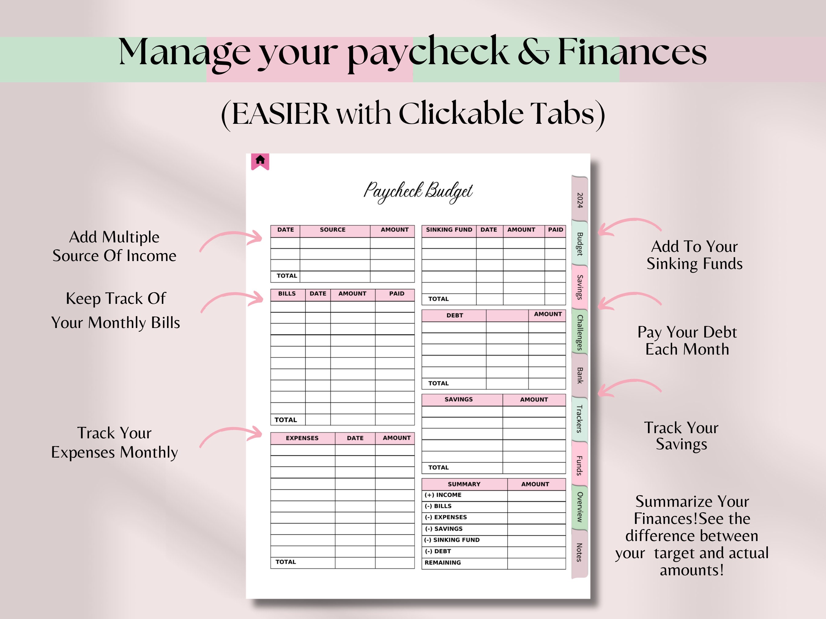 Digital,2024 Budget Planner,monthly Expenses,planner Bundle Pdf