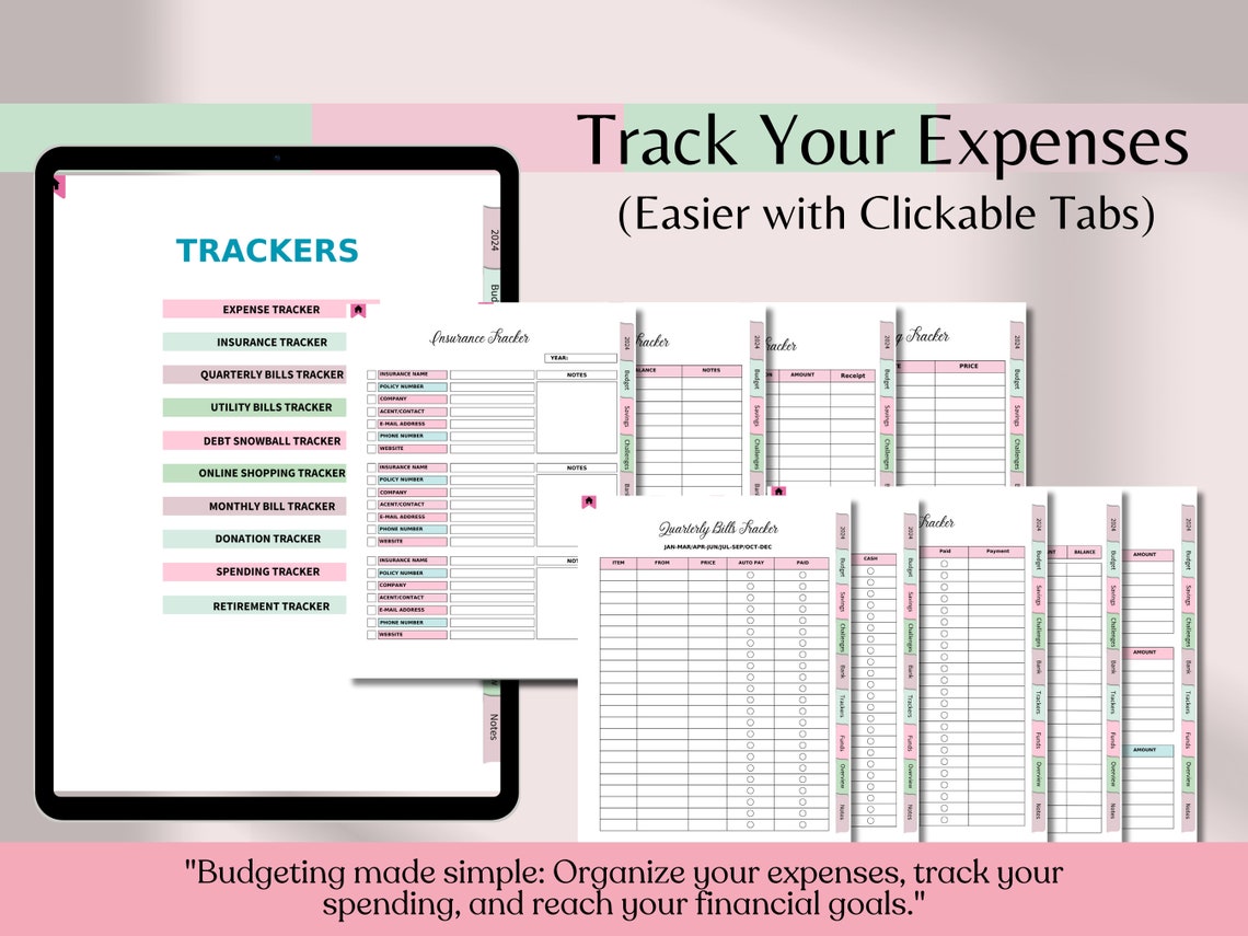 Digital,2024 Budget Planner,monthly Expenses,planner Bundle Pdf