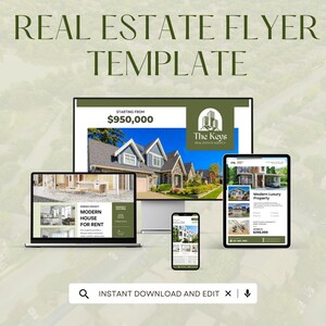 Plantilla de volante de bienes raíces / Compra o venta de una casa / Agente inmobiliario / Volante de agente inmobiliario / Volante de prospección de agente inmobiliario / Bienes raíces