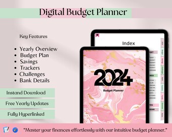 2024 Budget Planner Printable, Financial Tracker Bundle (PDF)