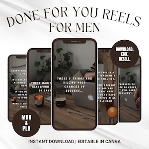 31 Faceless Dark Aesthetic Men Reels | Done For You faceless men reels | Digital marketing videos with MRR AND PLR | Canva Editable