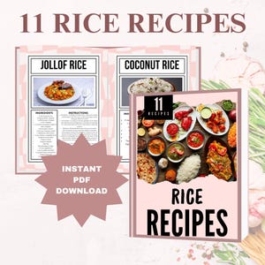 11 RECETAS DE ARROZ / Recetas digitales / 11 deliciosas recetas de arroz / Planificador de comidas digital / Libro de cocina digital
