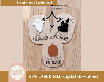 Halloween Countdown SVG File | Digital Download | Laser Cut file for Laser Machine | Wood Engraved | Fridge Magnet | Sleeps until Halloween
