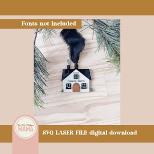 Ornement de maison SVG | Fichier numérique de Noël | Limes laser de Noël | Maison neuve 2024 | ornement de code postal | Fichiers SVG de Noël