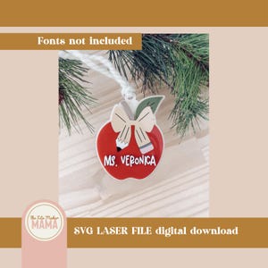 Adorno para maestro SVG / Regalo de Navidad para maestro Archivo digital / Archivos láser de Navidad / Adorno SVG / Adornos cortados con láser / Regalos para maestros SVG