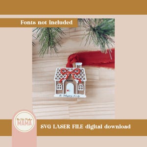 Ornement de maison en pain d'épice SVG | Fichier numérique de Noël | Limes laser de Noël | Maison neuve 2024 | ornement de code postal | Maison en pain d'épice