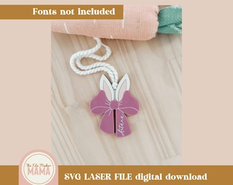 Etichette con nome coniglietto con fiocco SVG / File di taglio digitale di Pasqua / Etichetta pulcino SVG / File di taglio laser di Pasqua / Etichetta uovo di Pasqua SVG / Etichetta cestino di Pasqua
